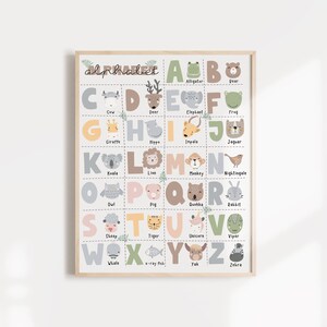 Alphabet Poster, Educational Print, Printable Wall Art, Montessori Nursery, Homeschool Decor, Teacher Classroom Decor, digital download