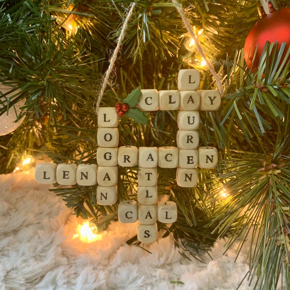Crossword Puzzle Ornament Custom Crossword Ornament Handmade Etsy