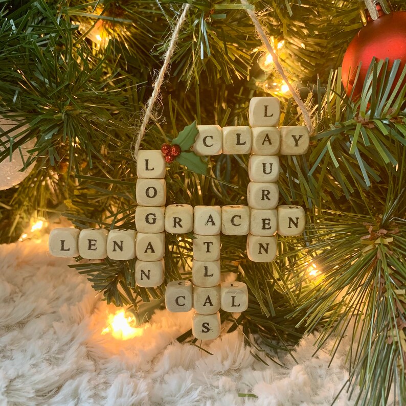 Crossword Puzzle Ornament Custom Crossword Ornament Handmade Etsy
