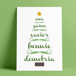 Printable Personalized Christmas Tree Names Art Print • Custom Family ...