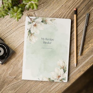 Receptendagboek bloemenmagnolia | Map met zachte kaft aquarel