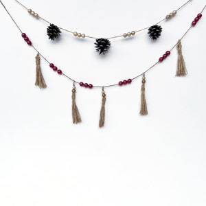 Roble // Rosé: Rose Petal Vegan Pearls + Pine Cone Garland Decoration for Fall, Holiday Season, Christmas, New Years