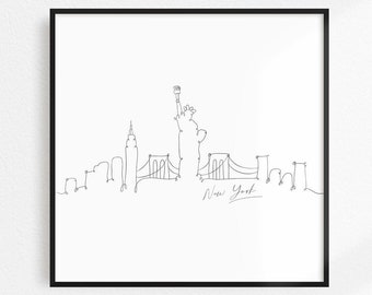 New York Line Drawing, City Line Drawing, Line Drawing, Single Line Drawing, Line Drawing Wall Art, Picasso Line Drawing, City Outline