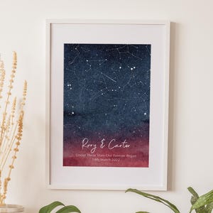 Téléchargement numérique - impression personnalisée de carte des étoiles, date spéciale pour les couples, quand nous nous sommes rencontrés, le ciel nocturne, impression d'étoiles au-dessus, impression de notre premier rendez-vous