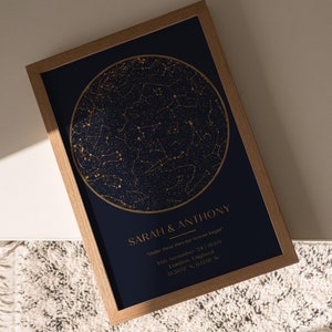 Gift For Her, Personalised Metallic Star Map Celestial Night Sky, Gold, Silver, Copper Foil Metallic Star Map, couples gift, engagement gift