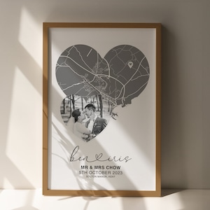 Download digitale - Stampa mappa fotografica, San Valentino, Anniversario di carta, 1° anniversario per lei Regalo di coppia, Regalo di fidanzamento, Regalo di nozze