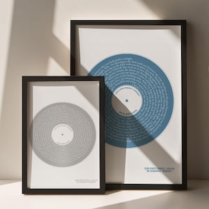 Download digitale - Stampa del testo della canzone in vinile, Canzone del primo ballo nuziale, Stampa in vinile colorato, Anniversario di carta, Regalo di coppia, Regalo di nozze