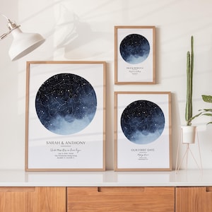 Téléchargement numérique - impression de carte des étoiles personnalisée, cadeau d'anniversaire de notre rencontre, impression de ciel nocturne, affiche de carte des étoiles, cadeau de mariage, cadeau personnalisé
