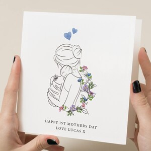 1ère carte de fête des mères personnalisée, carte de fête des mères, carte de bébé garçon, carte de nouvelle maman - carte personnalisée