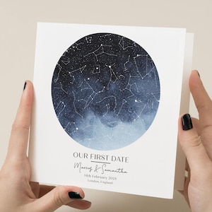 Carte des étoiles - Occasion personnalisée, carte d'anniversaire, carte des étoiles en papier, carte de la Saint-Valentin, carte de date spéciale