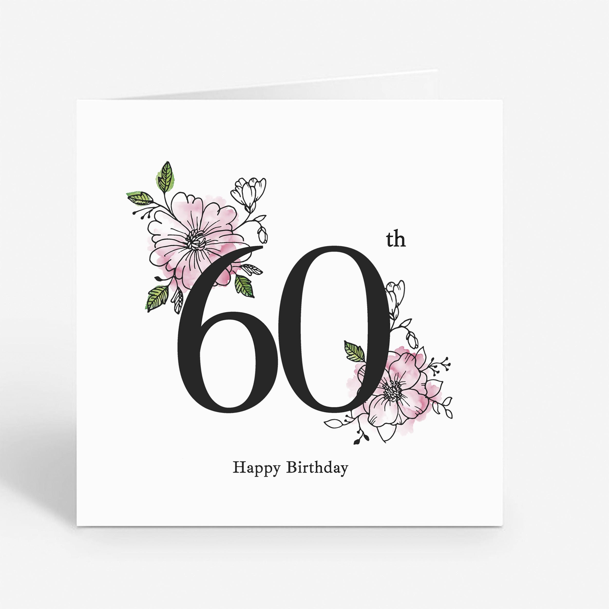 Elegant Floral 60th Birthday Card: Personalised Milestone Card for Her ...