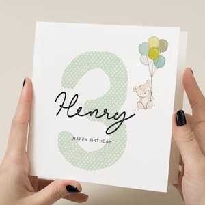 3e carte d'anniversaire pour garçon, fils, neveu, petit-fils, troisième carte d'anniversaire, jolie carte d'anniversaire, carte personnalisée