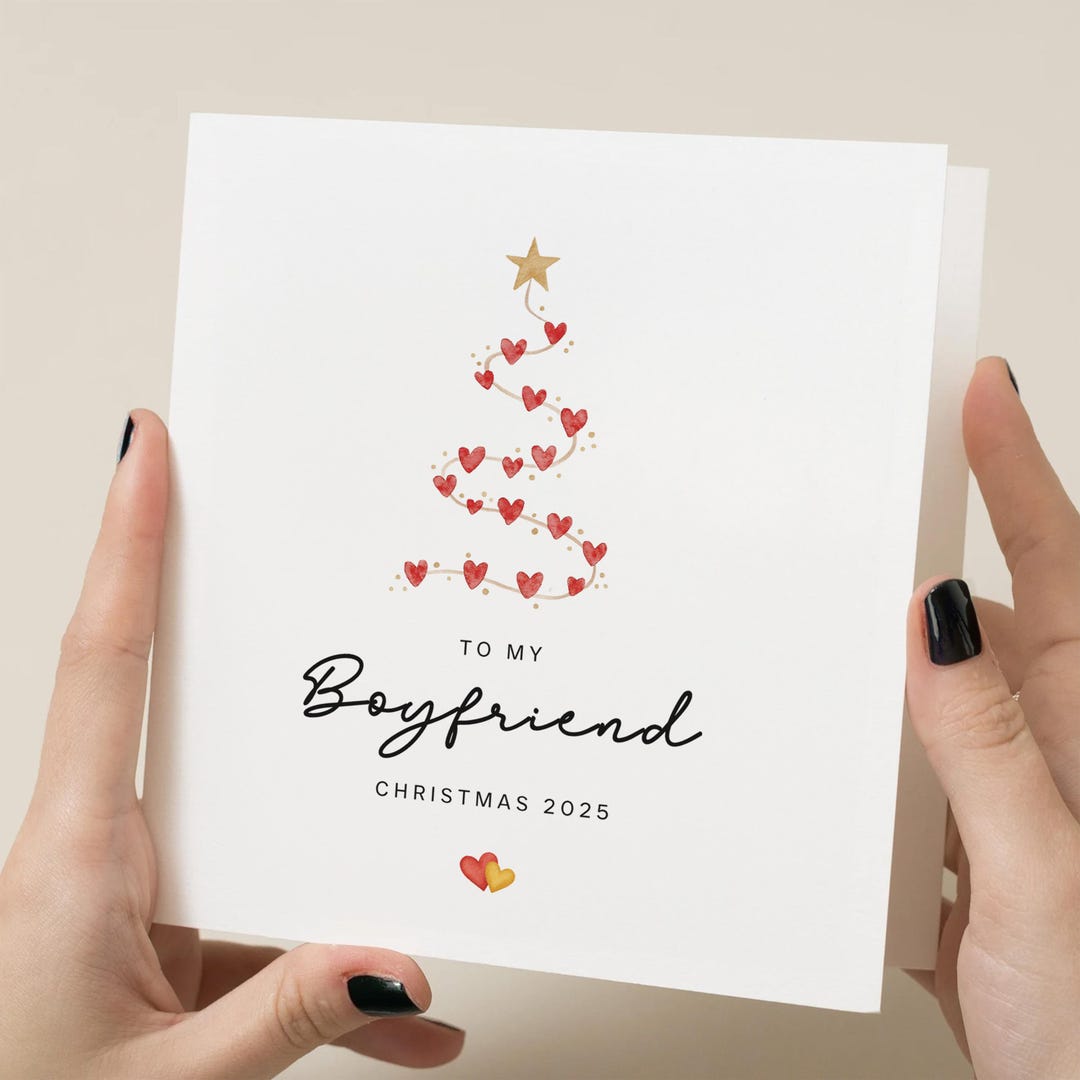 Personalized Christmas Card for Boyfriend – Heart Tree, Romantic Card ...