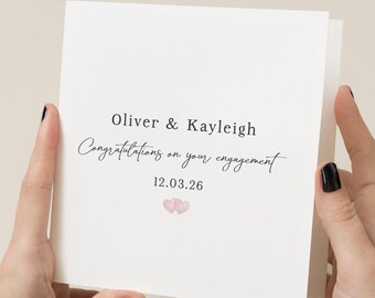 Personalised Engagement Card | Congratulations on your Engagement | Custom Names & Date Card