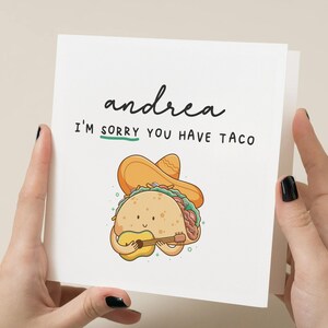 Carte de départ drôle pour un collègue, je suis désolé que vous ayez du taco, nouvelle carte de travail de collègue, carte de départ d'un ami du travail, carte de blague pour un ami