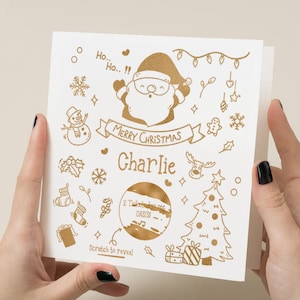 Carte de Noël personnalisée à gratter pour révéler, Carte à gratter spéciale Noël surprise, Cadeau de Noël, Carte à gratter