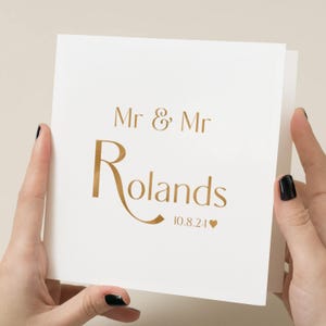 Carte de mariage en feuille métallique, carte personnalisée, carte de félicitations, jeunes mariés, à ma mariée, à mon marié, carte de couple.