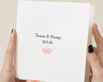 Personalised Wedding Card with Custom Date | Forever and Always | Minimalist Anniversary Card or Marriage Keepsake