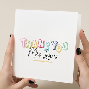 Carte de remerciement enseignant, carte enseignant personnalisée, remerciement personnalisé, cadeau de départ enseignant, carte de remerciement