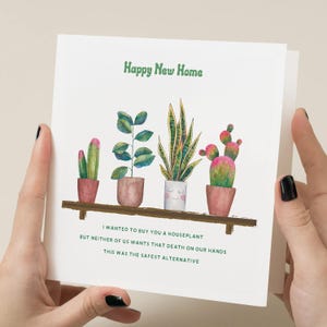 Carte plante d'intérieur, cadeau pour une nouvelle maison, carte de pendaison de crémaillère, nouvelles aventures, carte personnalisée pour nouvelle maison, cadeau de pendaison de crémaillère