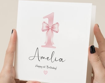 1st Birthday Card For Girl, Daughter, Niece, Granddaughter, First Birthday Card, Personalised Card