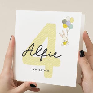 4th Birthday Card For Boy, Son, Nephew, Grandson, Fourth Birthday Card, Cute Birthday Card, Personalised Card