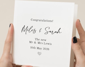 Personalised Wedding Card | Custom Couple Name and Date | Congratulations Card for New Mr & Mrs | Congratulations Card.