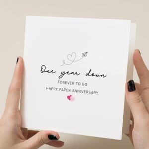 Carte d'anniversaire en papier - 1er anniversaire de mariage - « Un an plus tard, toujours à emporter » - carte d'anniversaire de première année - un an de mariage