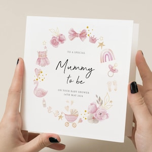 Carte personnalisée baby shower, carte baby shower, carte bébé fille, carte grossesse - carte personnalisée