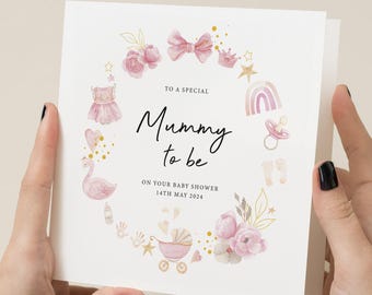 Carte personnalisée baby shower, carte baby shower, carte bébé fille, carte grossesse - carte personnalisée