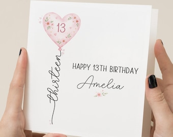 Personalised 13th Birthday Card for Her.