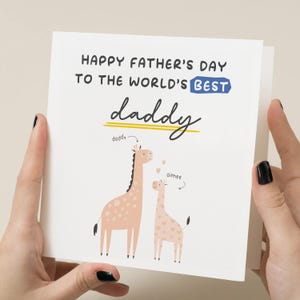 1ère carte de fête des pères, première carte personnalisée pour la fête des pères en tant que papa, première fête des pères de bébé girafe, premier cadeau de fête des pères, pour papa