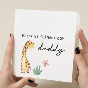 1ère carte de fête des pères, première carte personnalisée pour la fête des pères en tant que papa, première fête des pères de bébé girafe, premier cadeau de fête des pères, pour papa