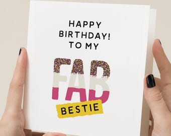 Fab Bestie Birthday Card - Modern Sprinkle Design