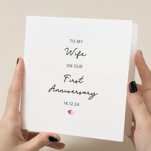 Carte personnalisée premier anniversaire - carte 1er anniversaire - anniversaire de mariage en papier - anniversaire d'un an - carte de femme - marié de 1 an