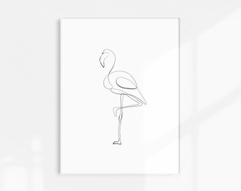 Flamingo Line Drawing, Line Drawing, Single Line Drawing, Line Drawing Art, Picasso Line Drawing,   Animal Line Drawing
