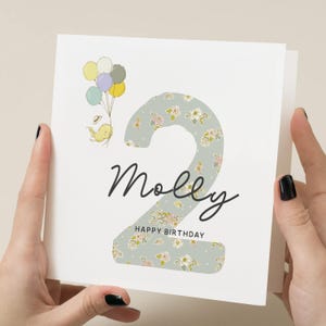 Carte de 2e anniversaire pour fille, fille, nièce, petite-fille, deuxième carte d'anniversaire, carte d'anniversaire florale, carte personnalisée