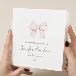 Carte personnalisée de nouveau-né, bienvenue de petite fille, carte de bébé fille, carte de félicitations, arrivée d'un nouveau-né - carte personnalisée
