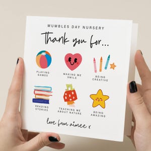 Carte de remerciement pour jardin d'enfants, carte de remerciement personnalisée pour enseignant et enseignant, cadeau de fin d'année pour les enseignants, carte pour enseignante