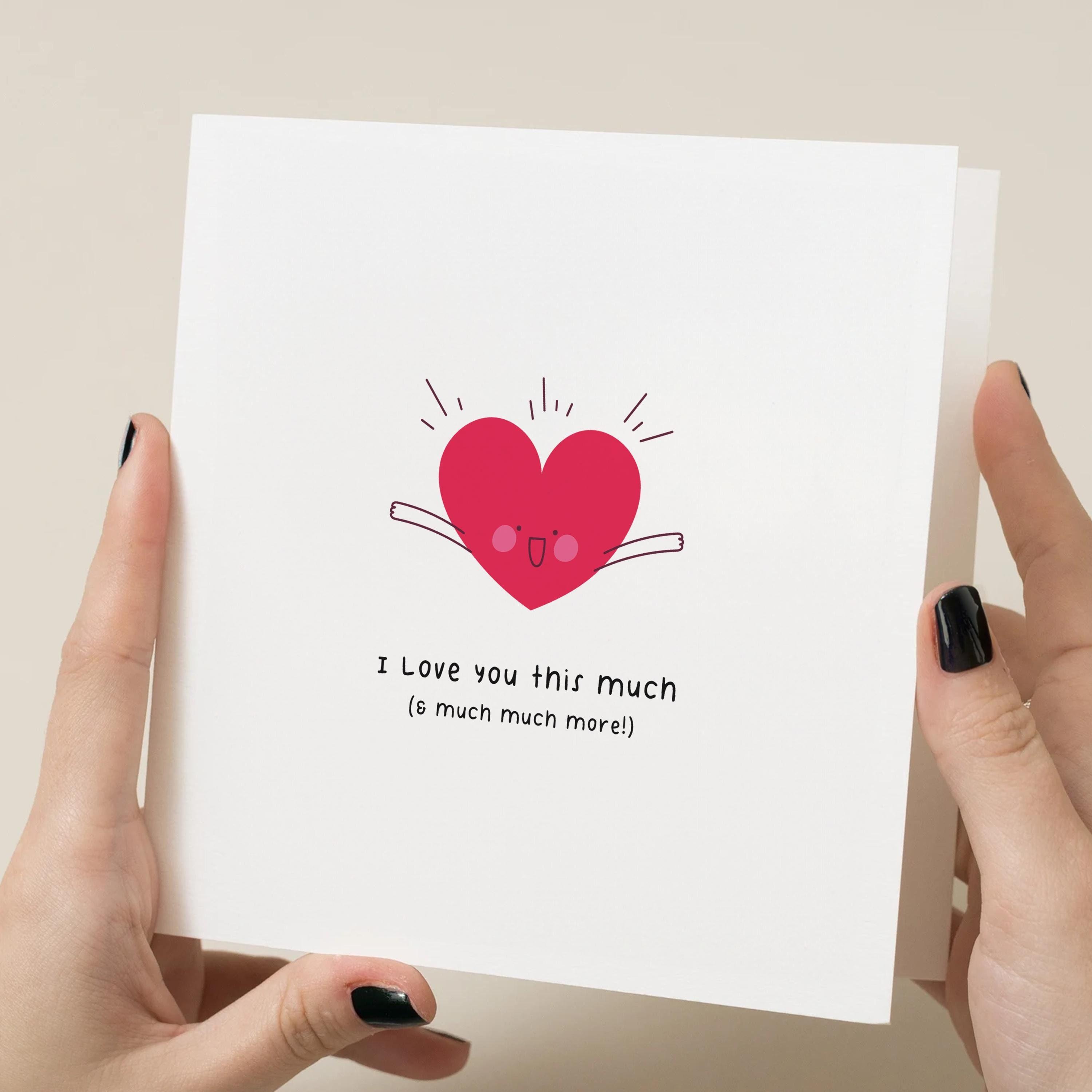 レッドハートキャラクターズI Love You This Much Design I Love You Card - I Love You This Much Card - Card for Him & Her