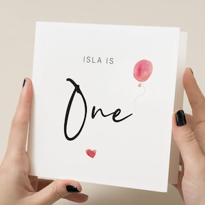 Carte de premier anniversaire fille, carte d'anniversaire de bébé fille, carte de 1er anniversaire personnalisée pour fille, petite-fille, carte d'anniversaire pour nièce