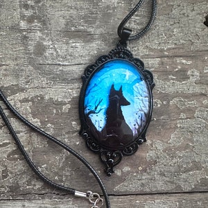 Starry Night Fox Necklace / Woodland Forrest Fox Necklace/Witchy Fox Necklace/Shadow Fox Necklace/Fox Spirit Animal/Fox Totem/Starry Sky Fox