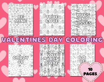 Valentine's Day Adult Coloring Pages, Printable Coloring Sheets, Coloring book, Valentine classroom activity, cute coloring pages, pdf print