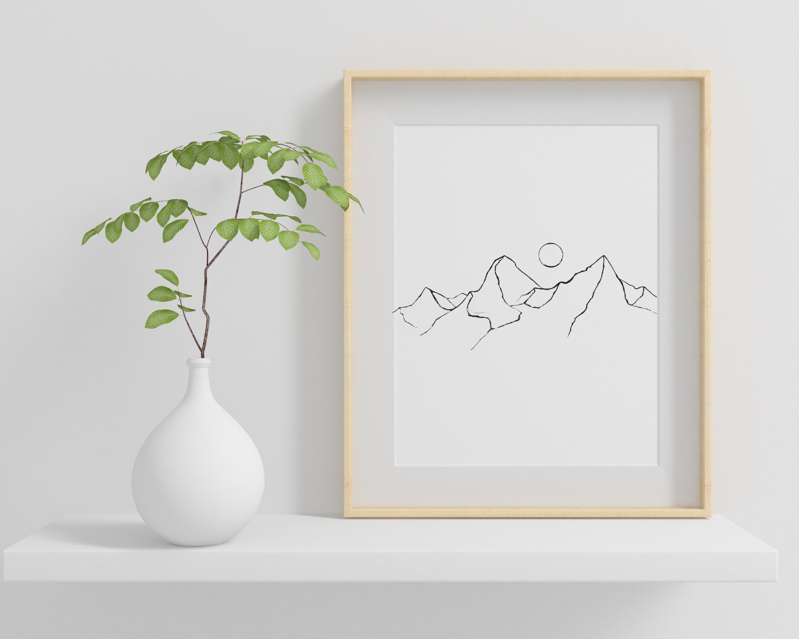 Minimalist Mountain Wall Art Simple Line Art of Mountain Etsy