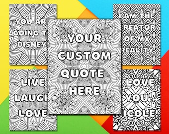 Custom Quote Coloring Page,  Personalized Coloring Sheet, Personalized Coloring Book, Mandala Coloring, Printable PDF Download, Unique Gift