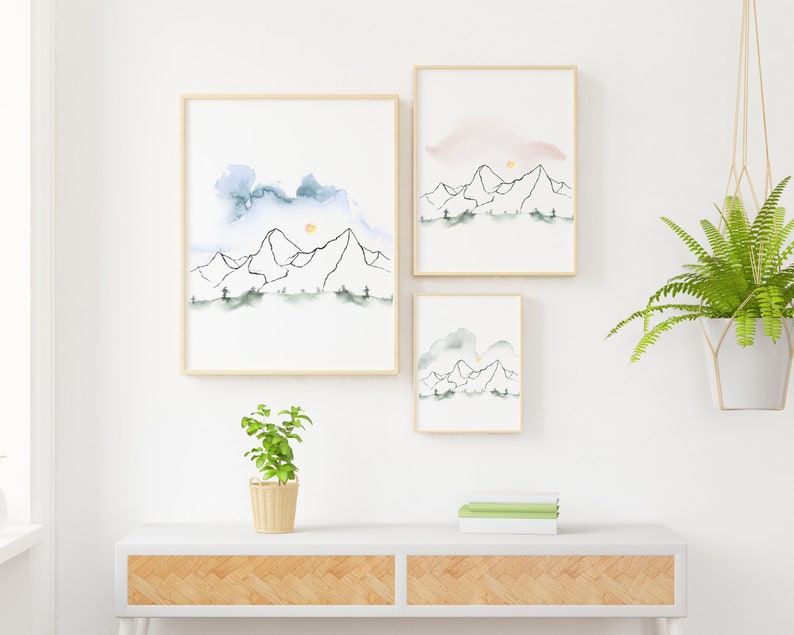 Minimalist Mountain Wall Art, JPEG Mountain Print, Mountain Landscape