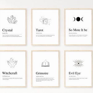 Arte de pared de definición de bruja, impresión de arte de bruja, arte místico, arte del tarot, decoración del mal de ojo, estética de bruja, arte místico de la pared, cosas de brujería
