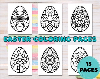 Páginas para colorear de Pascua, Huevos de Pascua imprimibles, Páginas para colorear de primavera, Hojas para colorear de Pascua, Actividad para niños de Pascua, Libro para colorear para niños