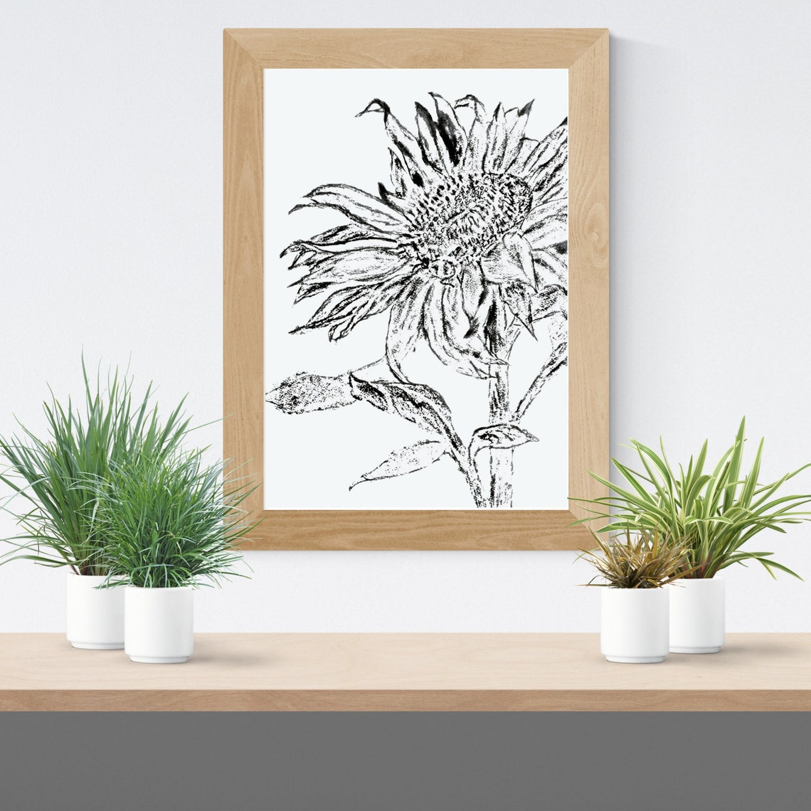 Sunflower Art Printable, Sunflower Decor Wall, Botanical Wall Art ...
