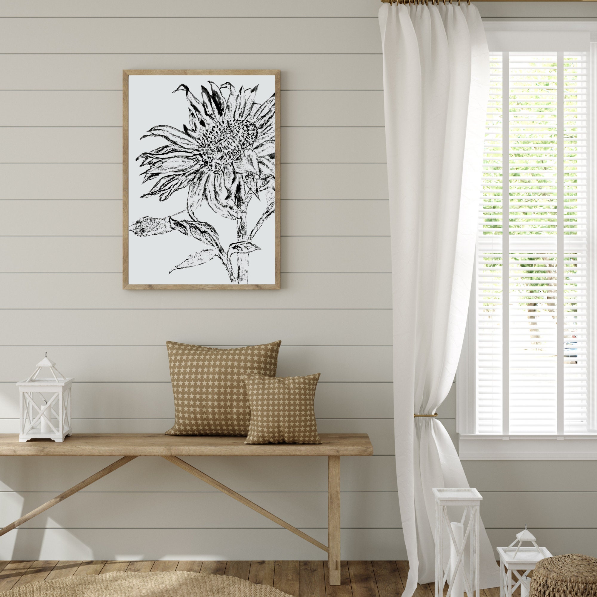 Sunflower Art Printable, Sunflower Decor Wall, Botanical Wall Art ...